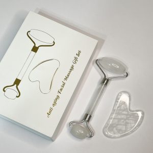 Rodillo Facial Y Gua Sha Cuarzo Cristal - Imagen 1